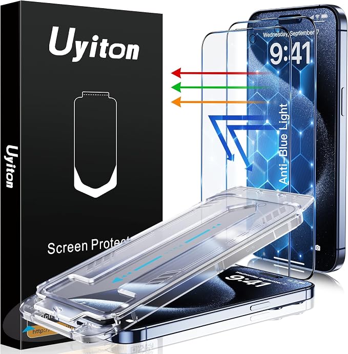 Uyiton Anti-Blue Light for iPhone 15 Pro Max Screen Protector by Uyiton