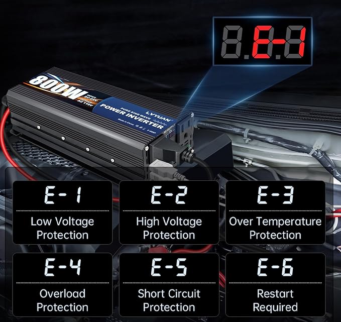 LVYUAN 800 Watt Pure Sine Wave Power Inverter 24V to 110V/120V DC to AC - Image 7