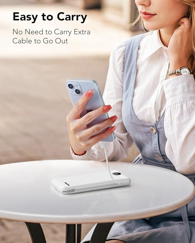 VRURC Portable Charger with Cables and Wall Plug | Power Bank with Cords | - Image 5