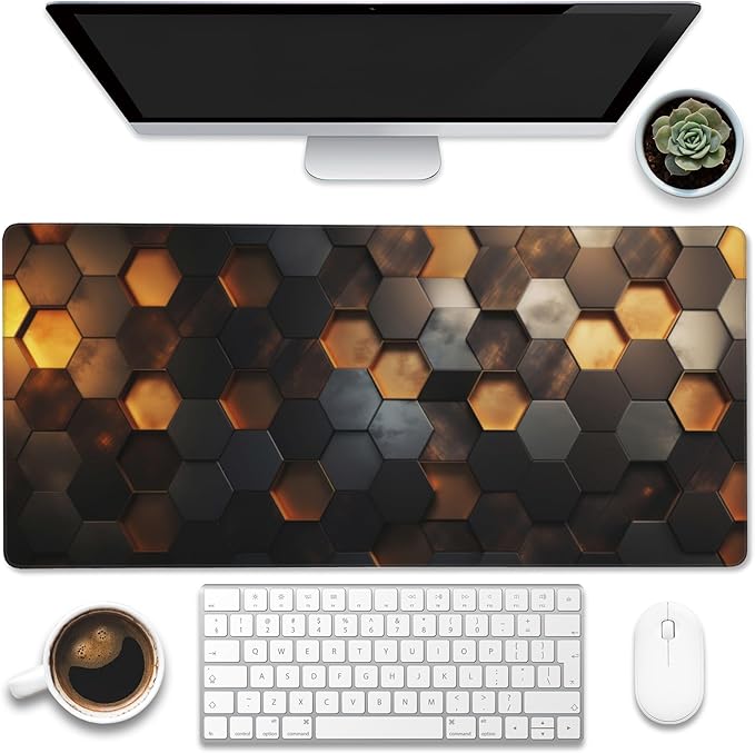 Desk Mat - Golden Honeycomb Technology Large Gaming Mouse Pad by Eflxamz