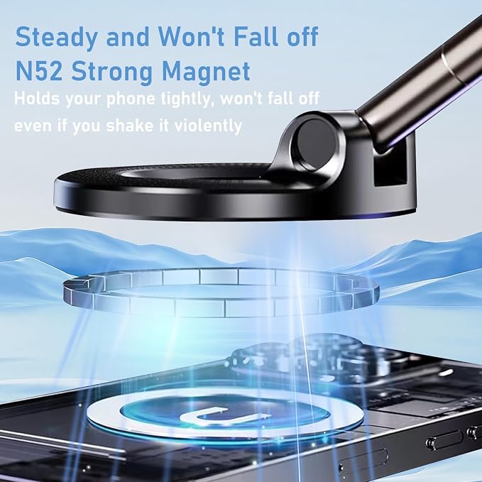 Vacuum Magnetic Phone Holder, 360° Adjustable Magnetic Car Mount, Foldable - Image 2