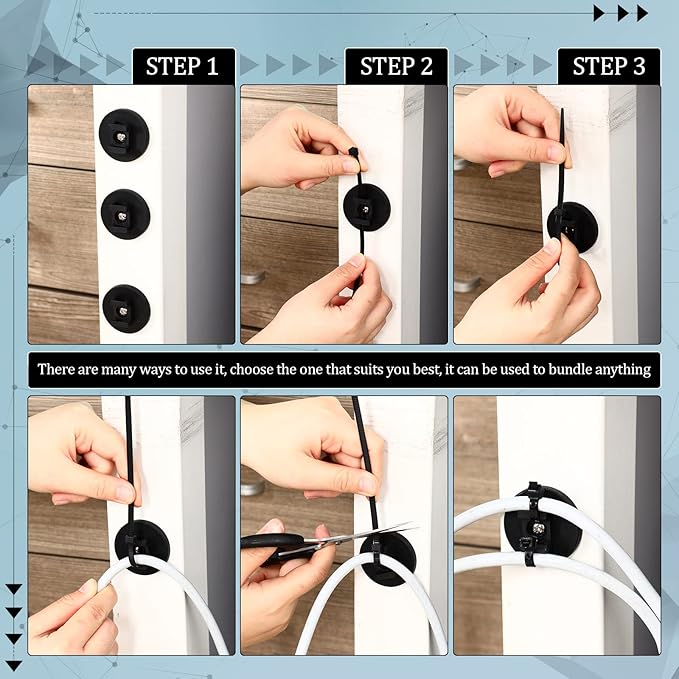 Yookeer 120 Pieces Magnetic Zip Tie Mount Multipurpose Cable Holder Magnets - Image 6