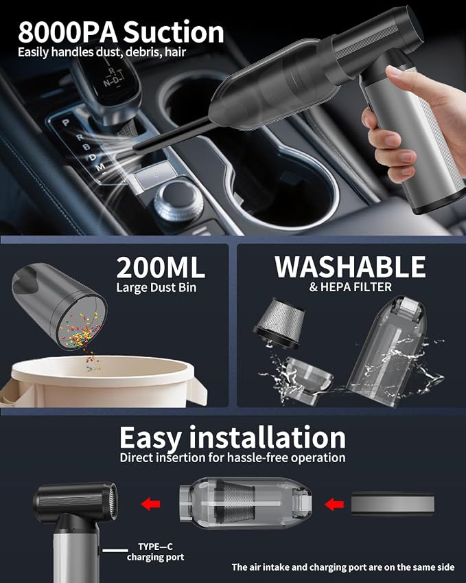 BOBYE Electric Compressed Air Duster & Keyboard Cleaner, 2-in-1 Blower & Vacuum - Image 6