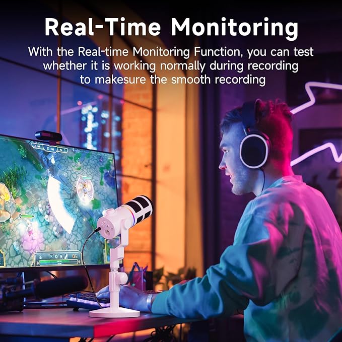 EJoy D10 PRO Wireless USB Gaming Microphone – RGB Dynamic Mic - Image 7