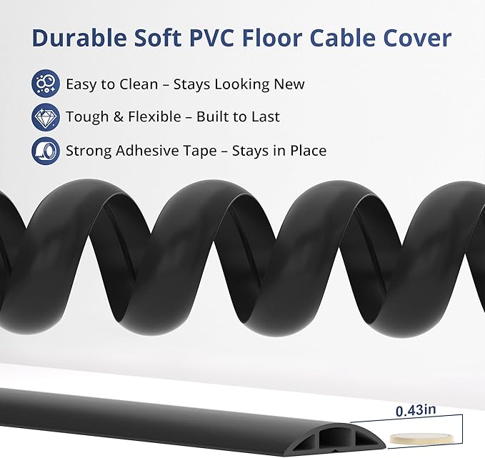 ZhiYo 3.6ft Cord Covers for Wires on Floor, Cord Hider Floor Hide Extension - Image 6