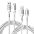 Coiled USB to USB C Cable 6FT, Samsung Galaxy, Google Pixel, LG Phones-Silver by KIYODA