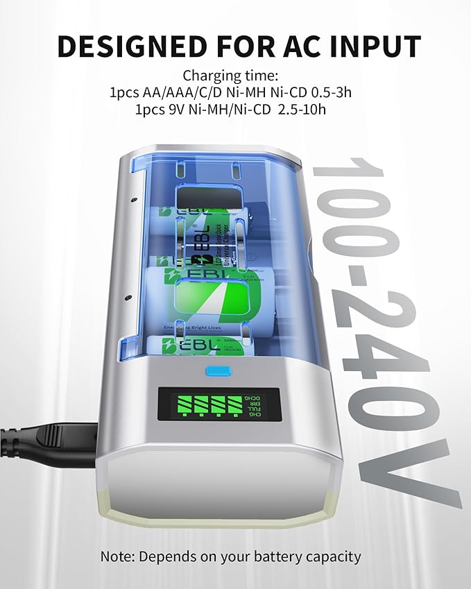 EBL D Cells 10000mAh Rechargeable Batteries and Universal Battery Charger - Image 6