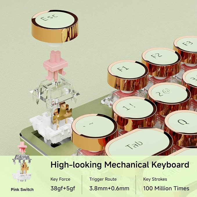 EWEADN Typewriter Style Mechanical Gaming Keyboard, Wired Mechanical Keyboards - Image 4