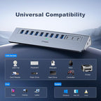 Powered USB Hub 10Gbps, intpw YH9AC 12-Port USB Splitter - Image 6