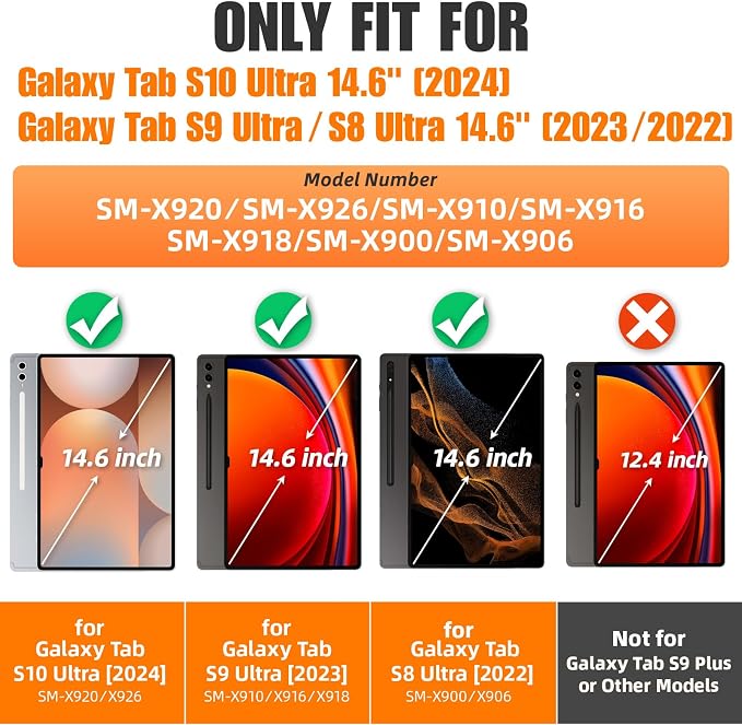 SEYMAC stock Case for Samsung Galaxy Tab S10 Ultra / S9 Ultra Tablet Case 14.6'' - Image 2