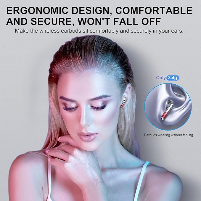 Wireless Earbuds, IPX7 Waterproof Bluetooth 5.4 Earphones in-Ear Earbuds - Image 3