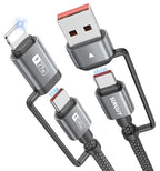 SUNGUY 4-in-1 Charging Cable 3FT, MAX 240W Multi Charge Cable by SUNGUY