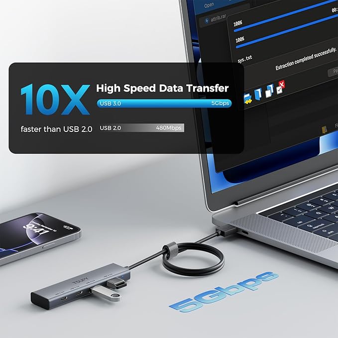 TSUPY Multi USB C USB A 3.0 Hub - Image 3