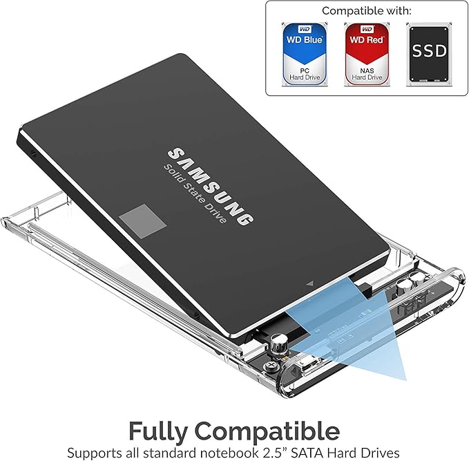 SABRENT 2.5 Inch SATA to USB 3.0 Tool Free Clear External Hard Drive Enclosure - Image 4
