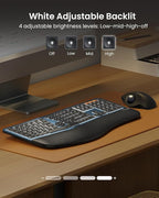 ProtoArc Backlit Bluetooth Ergonomic Keyboard, EK01 Plus Full Size Wireless - Image 2