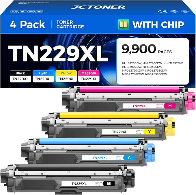 TN229XL Toner Cartridge Set 4-Pack Replacement by JCTONER
