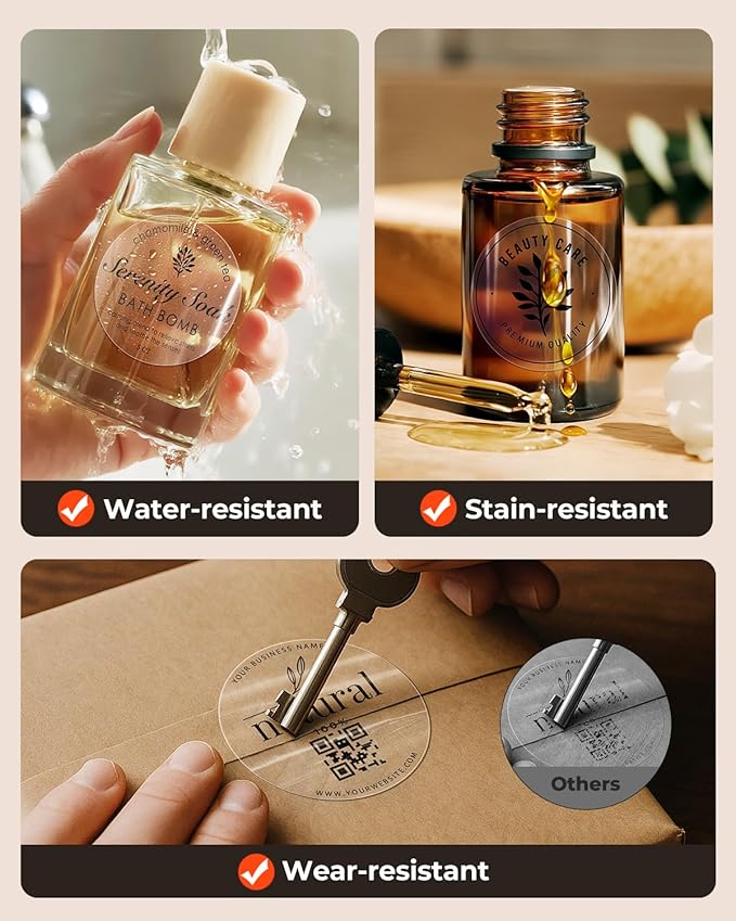 MUNBYN 2 Inch Transparent Round Thermal Label, Self-Adhesive Clear Waterproof - Image 7