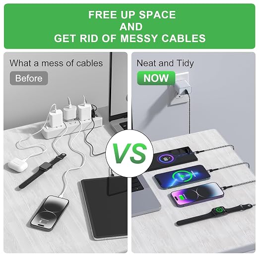 Multi Charging Cable for Apple Watch, Magnetic Wireless Charger, 4 in 1 Nylon - Image 6