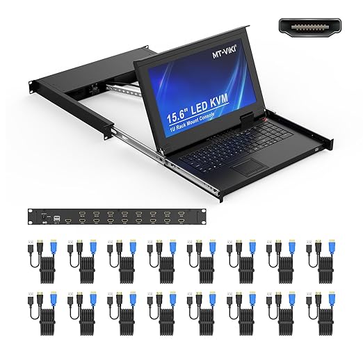 MT-VIKI 16-Port HDMI LCD KVM Console, 1U Rack Mount by MT-VIKI