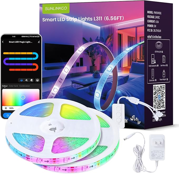 RGB+IC LED Strip Lights, Smart Bluetooth LED Light by SUNLINKCO