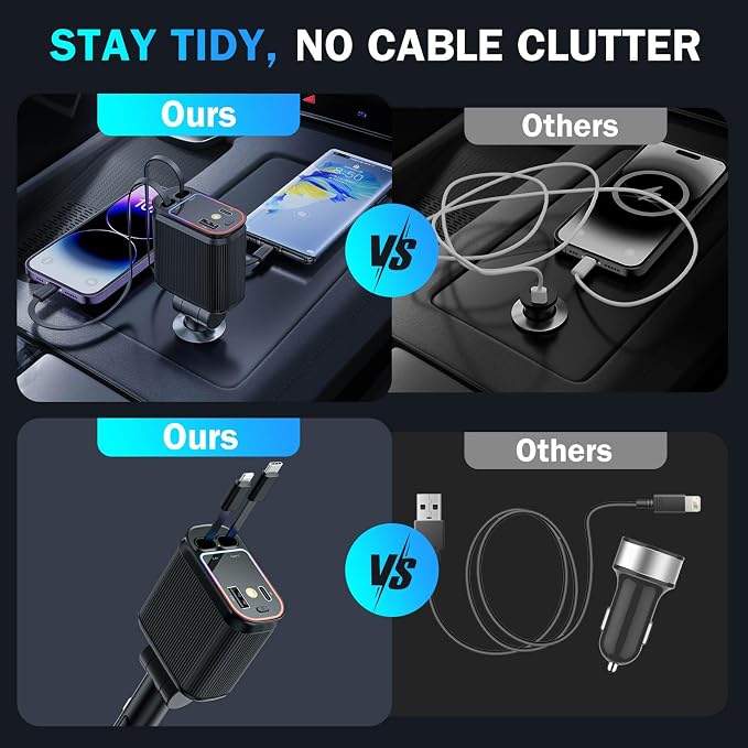 Car Charger with Starlight, 66W USB C Fast Car Charger Adapter, 4 in 1 - Image 6