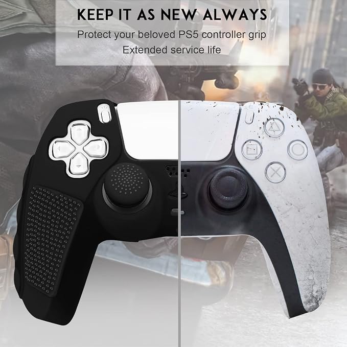 SIKEMAY Anti-Slip PS5 Controller Skin, Soft Thicken Non-Slip Studded Silicone - Image 4