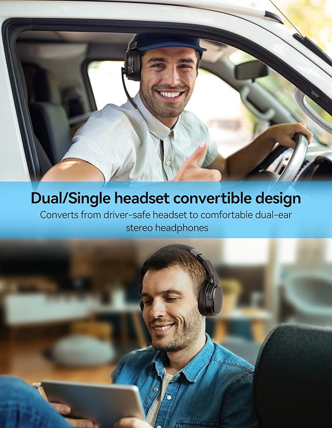 TECKNET Bluetooth Trucker Headset, Single and Dual Ear Wireless Headset - Image 2