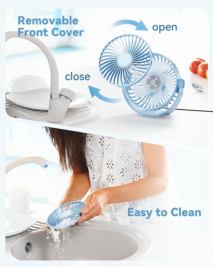 USB Desk Fan, 5 Inch Mini Portable, 3 Speeds Strong Airflow Personal Desktop - Image 7