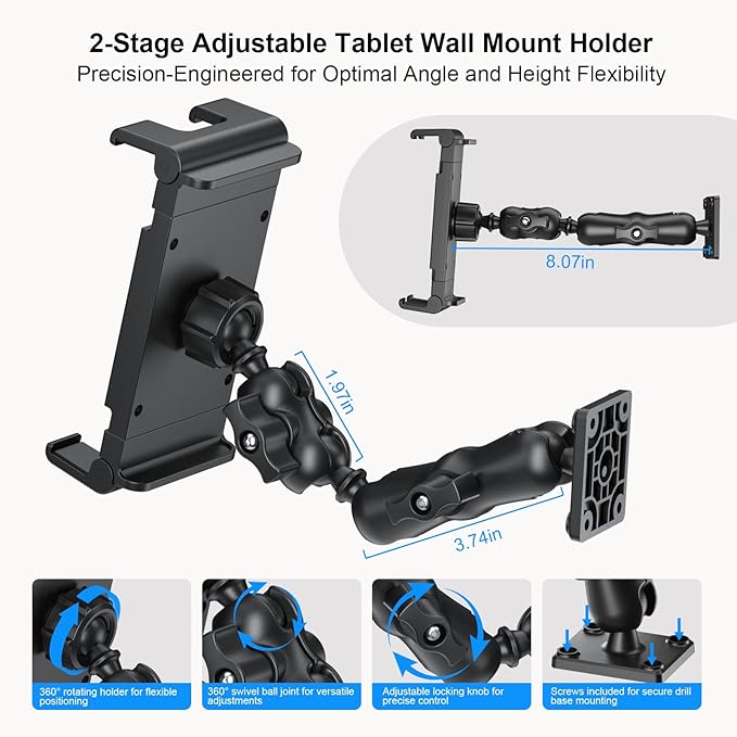 PLDHPRO Tablet Mount for Truck, Heavy Duty Drill Base Tablet Holder for Car - Image 3