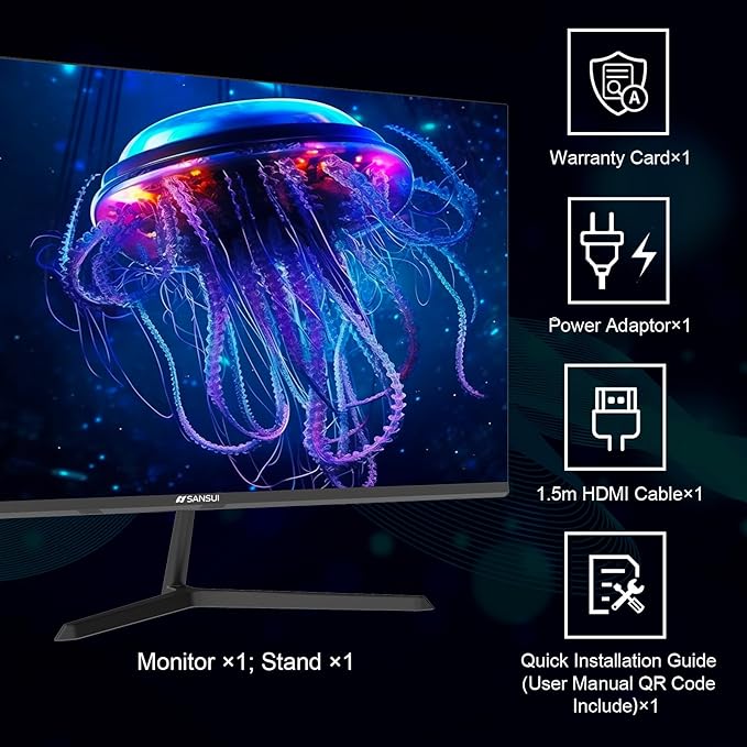 SANSUI 24 inch Monitor, IPS Display FHD Computer Monitor, 100Hz Monitor VESA - Image 8