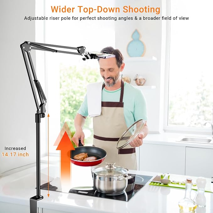 Tall Overhead Camera Mount, High Desk Phone Tripod Mount - Image 2