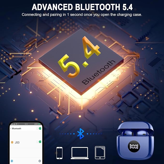 Wireless Earbuds, 40H Playback Mini Case IP7 Waterproof Sports Earphones - Image 3