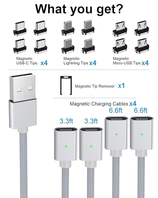 ZBF Magnetic Charging Cable 3A Fast Charging 3 in 1 Magnetic Phone Charger - Image 6