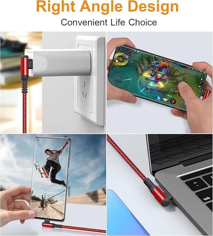 sweguard USB Type C Charger Cable Right Angle iPhone 15 Charger Nylon Braided - Image 6