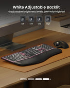 ProtoArc Backlit Bluetooth Ergonomic Keyboard, EK01 Plus Full Size Wireless - Image 2