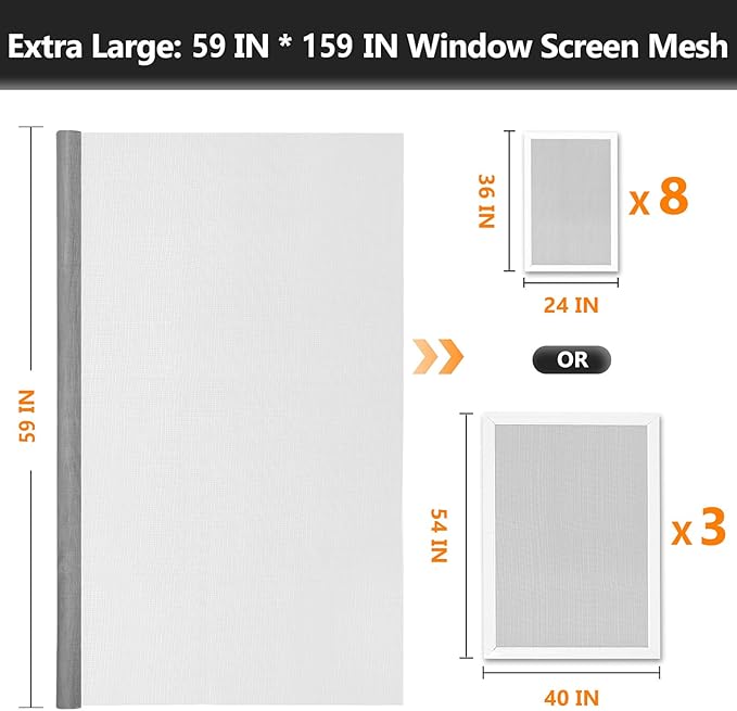 Window Screen Door Repair Kit, Durable Fiberglass Mesh Roll - Image 2