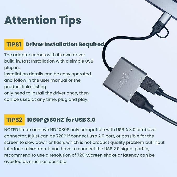 USB to HDMI Adapter for 2 Monitors-USB3.0 to Dual hdmi for 3 Monitors-USB to - Image 7