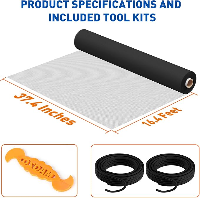 MAGZO Window Screen Replacement Mesh Roll, 37.4in × 16.4ft Upgraded Density - Image 3