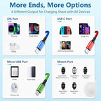 2Pack Multi Charging Cable for Apple Watch Charger 4 in 1 Travel Essentials - Image 5