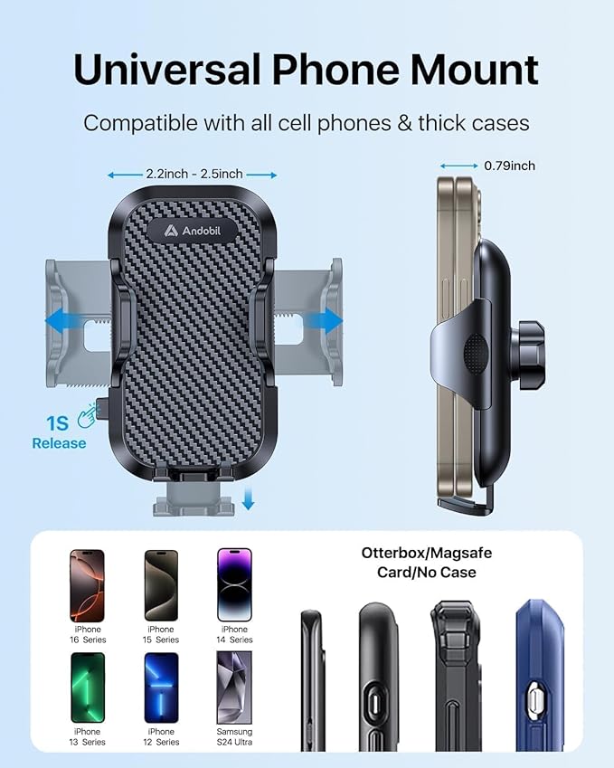 andobil Car Phone Holder, 2025 Military-Grade 85lbs Strongest Suction Phone - Image 5