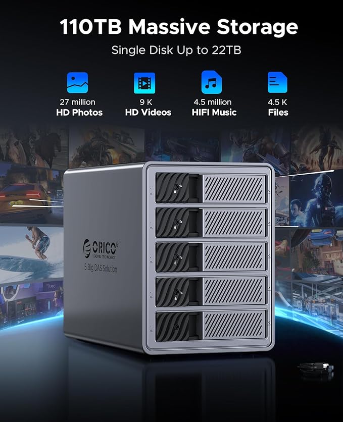 ORICO 5 Bay DAS Hard Drive Enclosure USB 3.0 - Image 2
