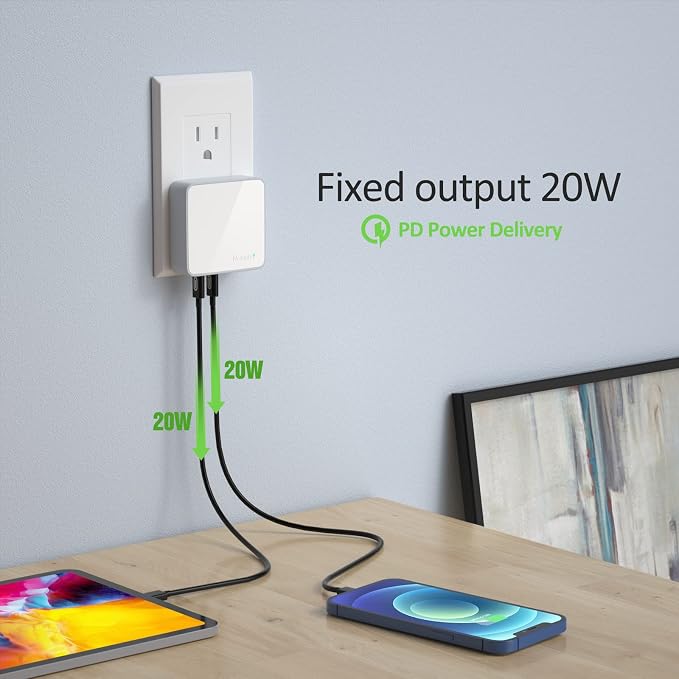 Nekmit USB C Charger, Thin Flat 52W 4-Port Fast Wall Charger - Image 2