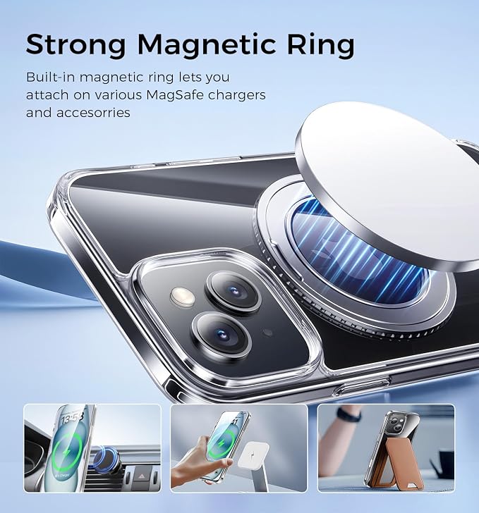 MAGIC JOHN for iPhone 15 Case 360° Rotatable Magnetic Invisible Stand, Fit for - Image 4