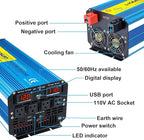 Yinleader 4000W Pure Sine Wave Power Inverter 12V DC to AC 110V-120V Converter - Image 3