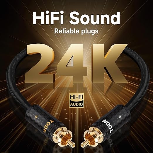 TODN Hi End RCA Cables Audiophile RCA to RCA Stereo HiFi Audio Cable - Image 5