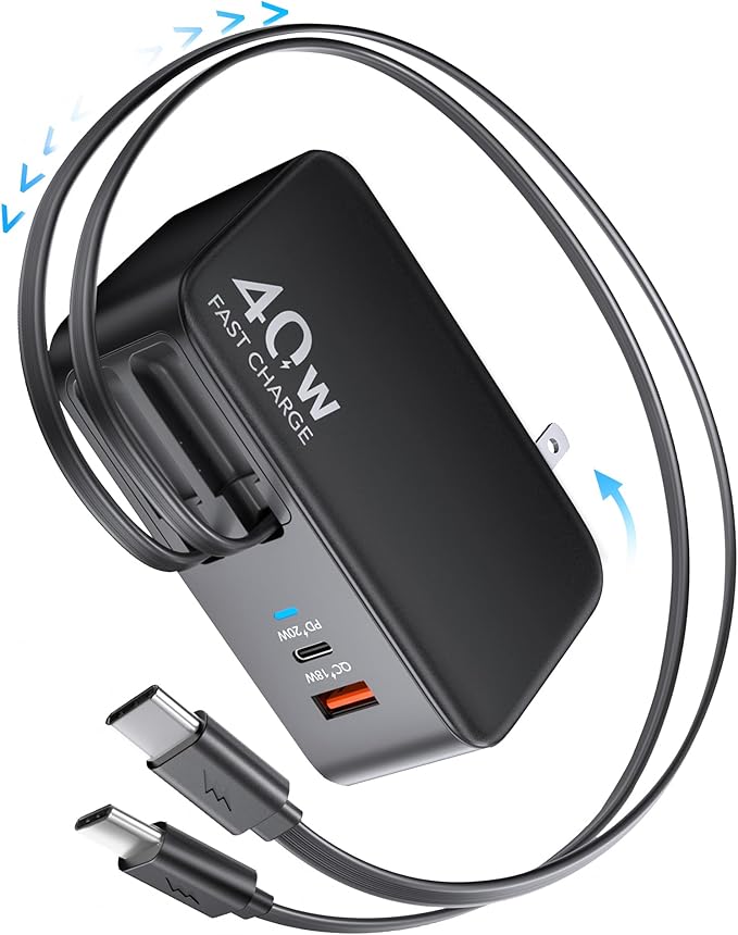 Retractable USB C Charger Wall Plug by HATALKIN