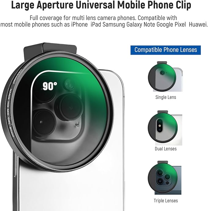 NEEWER CPL Filter for Phone, 67mm Camera Lens Polarizing Filter - Image 3