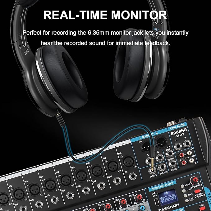 12 Channel Audio Interfacer Sound Board Mixer DJ Mixer 16-Bit DSP Effect USB - Image 6