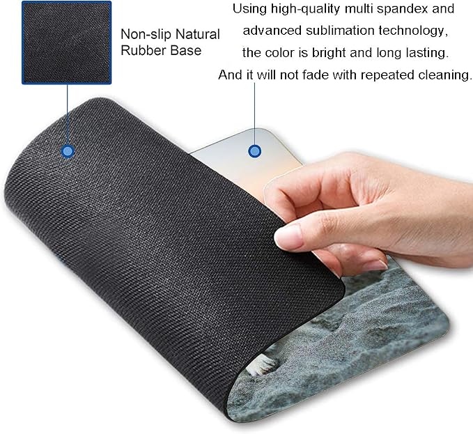 Corgi on The Beach Gaming Mouse Mat, Square Waterproof Non-Slip Rubber Base - Image 2