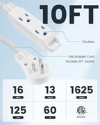 SURAIELEC 10FT 360° Rotating Flat Plug Extension Cord Flat Wall Plug - Image 2